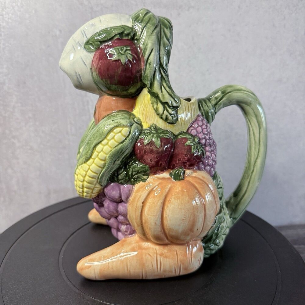 Ceramic Rabbit Pitcher Fruits And Vegetables CBK 1992